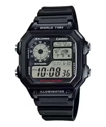 Minimalist Analog Watches for Everyday WearCasio Watch Digital World Time Illuminator Black AE-1200WH - 1AVDF