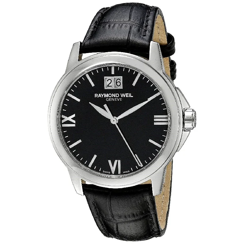 Leather Cuff Watches for a Bohemian LookRaymond Weil Men's 5476-ST-00207 Tradition Black Leather Watch