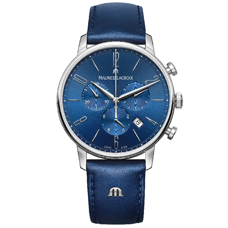 Retro-Inspired Quartz Watches for Retro LoversMaurice Lacroix Men's Blue Eliros Chronograph Leather Watch EL1098-SS001-420-4