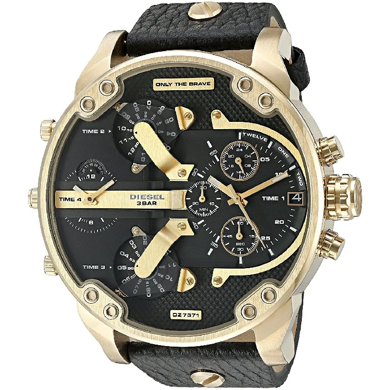 Casual Watches for Weekend OutingsDiesel Mr. Daddy 2.0 Quartz Chronograph 4 Time Zones Black Dial Men's Watch DZ7371