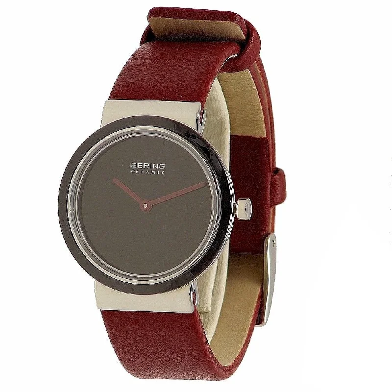 Leather Cuff Watches for a Bohemian LookBering Women's 10729-642 Ceramic Red Leather Watch