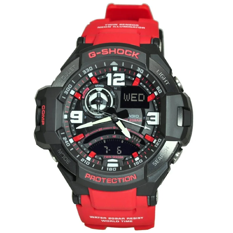 Digital Watches with Timer FunctionCasio Men's GA1000-4B G-Shock Red Resin Watch