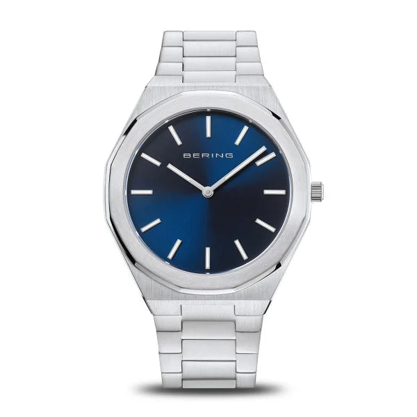 Luxury Brand Automatic Watches for MenBering - Classic Polished/Brushed Silver 41mm Blue Dial Mens Watch