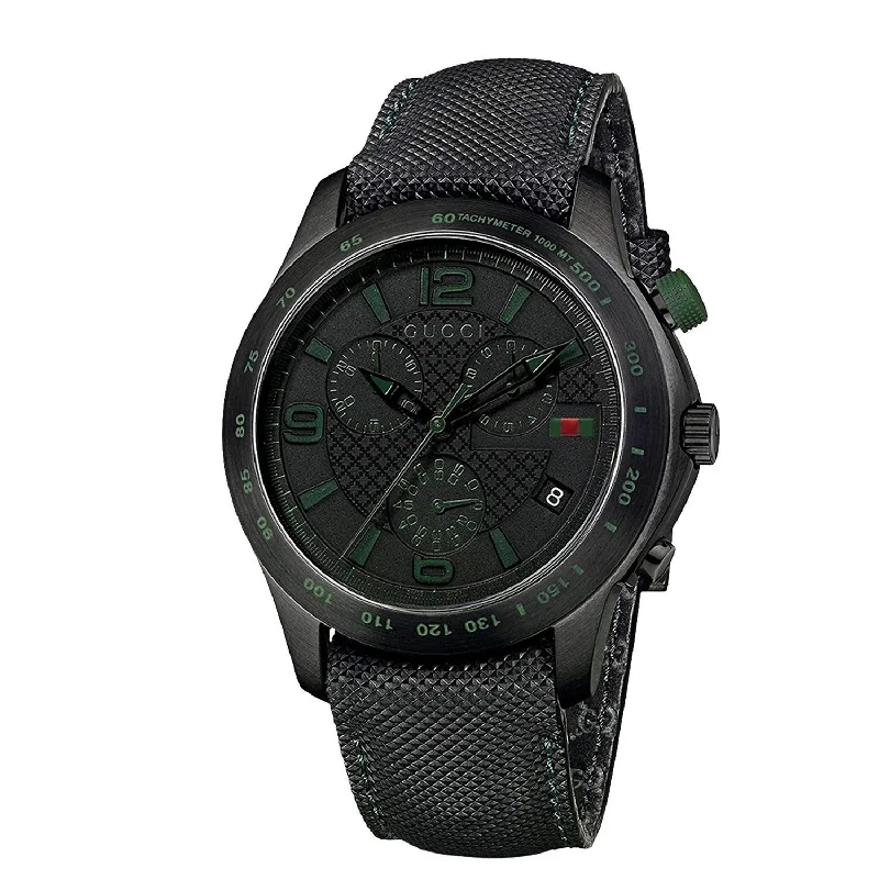 Watches with Sword-Style Hands for a Distinctive LookGucci Men's YA126225 G-Timeless Chronograph Black Leather Watch