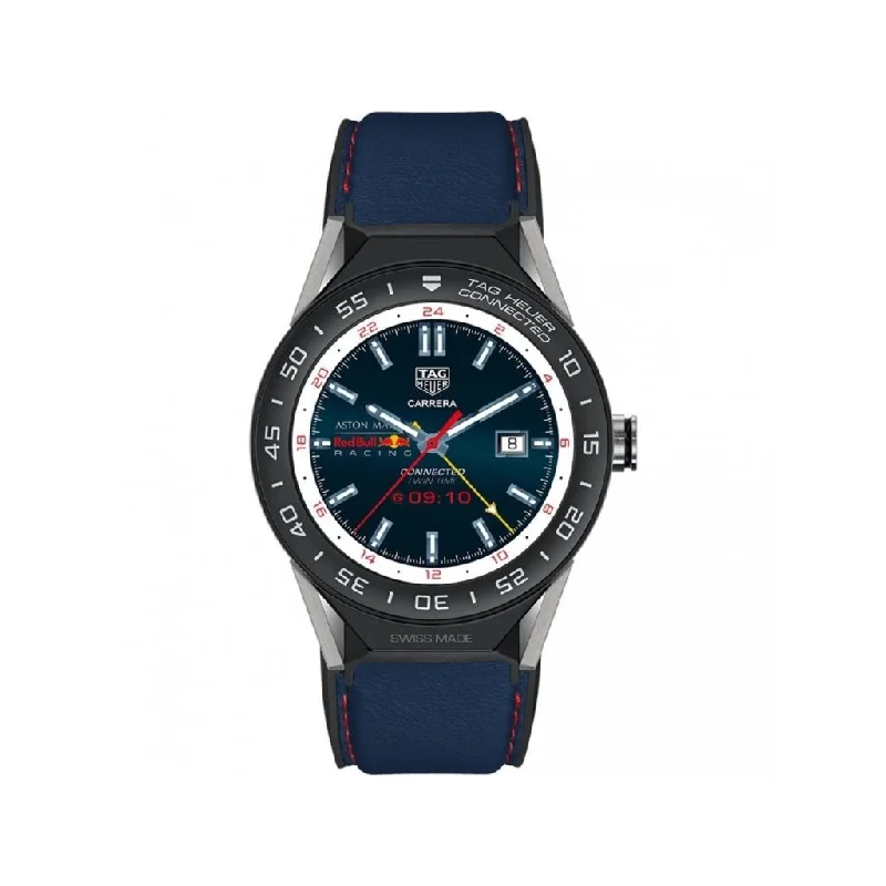 Watches with Temperature SensorTag Heuer Men's SBF8A8028.11EB0147 Connected Modular Black Rubber Watch