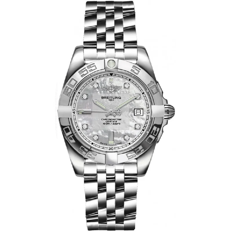 Waterproof Diving Watches with Rotating BezelBreitling Galactic 32 Silver Dial