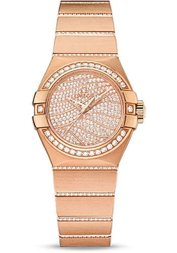 Waterproof Diving Watches with Rotating BezelOmega Ladies Constellation Luxury Edition Watch - 27 mm Red Gold Case - Diamond Bezel - 18K Red Gold Diamond Dial - 123.55.27.20.55.006