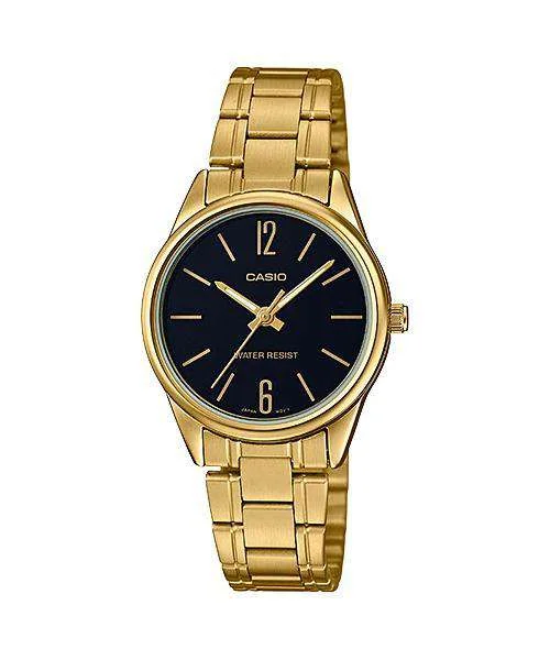 Watches with Gold Plated Cases for a Luxurious LookCasio LTP-V005G-1B Gold Stainless Steel Strap Watch for Women