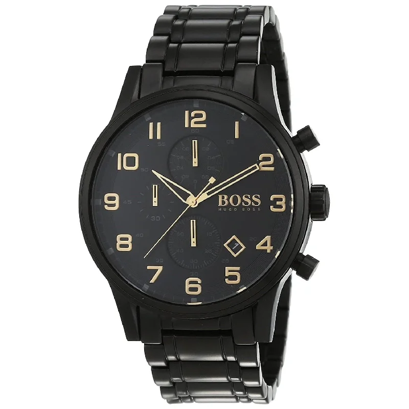 Watches with Gold Plated Cases for a Luxurious LookHugo Boss Aeroliner  Quartz Chronograph Black Dial Men's Watch 1513275