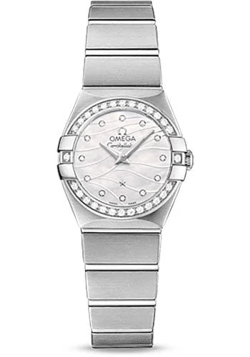 Watches with Rubber Straps for Comfort and DurabilityOmega Constellation Quartz Watch - 24 mm Steel Case - Diamond-Set Steel Bezel - Mother-Of-Pearl Diamond Dial - 123.15.24.60.55.006