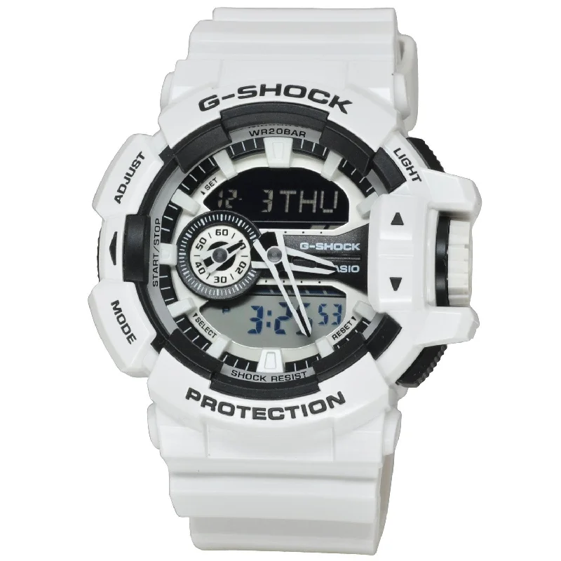 Watches with GMT FunctionCasio Men's GA400-7A G-Shock Chronograph White Silicone Watch