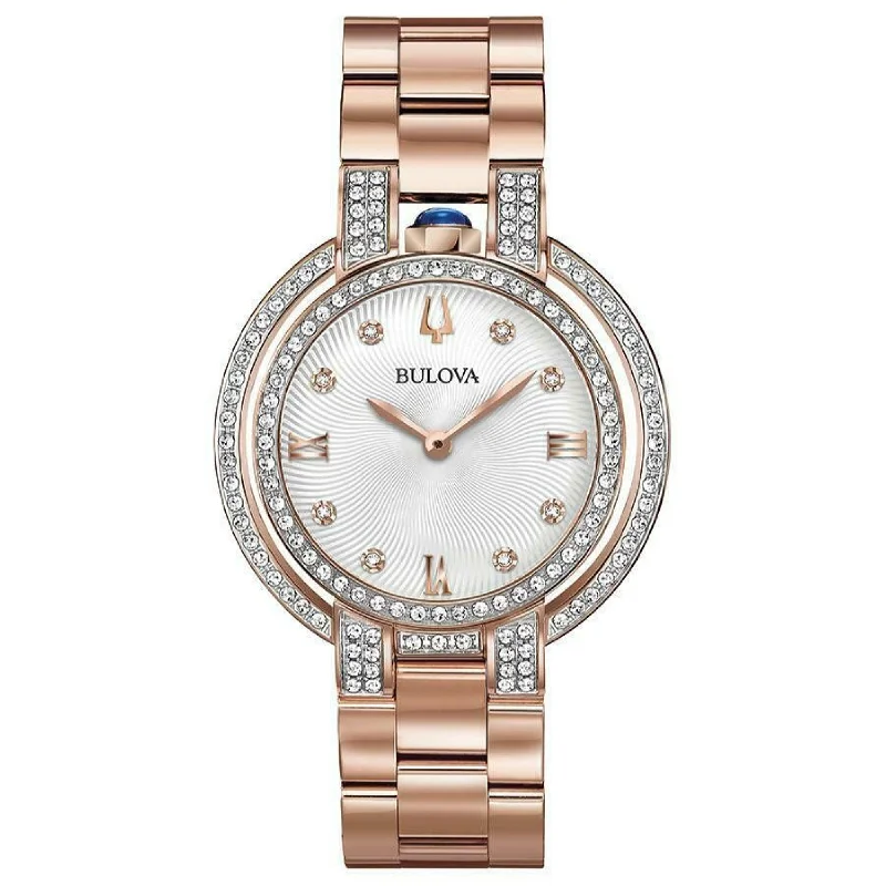 Watches with Rubber Straps for Comfort and DurabilityBulova Women's 98R250 Rubaiyat Rose-Tone Stainless Steel Watch