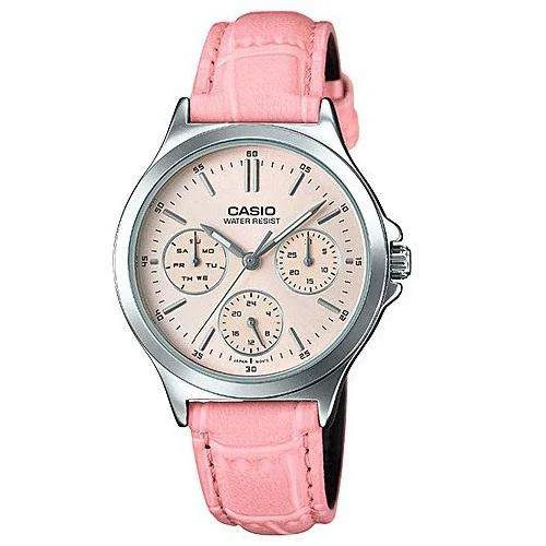 Watches with Rose Gold Plated Cases for a Feminine TouchCasio LTP-V300L-4A Pink Leather Strap Watch for and Women