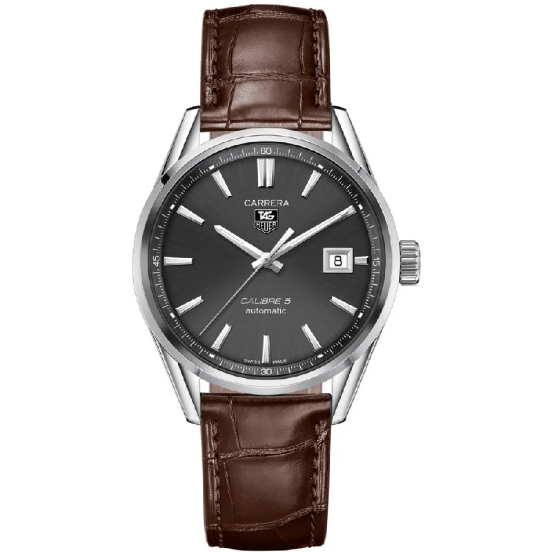 Mechanical Watches with Hand-Winding MechanismTag Heuer Men's WAR211C.FC6181 Carrera Brown Leather Watch