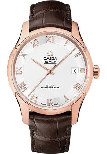 Watches with Dauphine-Style Hands for an Elegant LookOmega De Ville Hour Vision Co-Axial Master Chronometer Watch - 41 mm Sedna Gold Case - Two-Zone -Silver Dial - Brown Leather Strap - 433.53.41.21.02.001