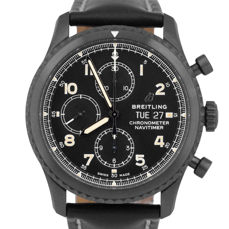 Classic Style Watches for Timeless AppealMINT Breitling Navitimer 8 BLACK Steel 43mm DLC Chronograph Watch M13314 BOX