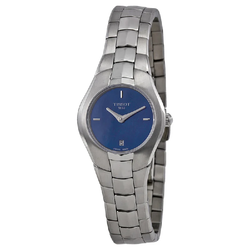 Leather Cuff Watches for a Bohemian LookTissot Women's T096.009.11.131.00 T-Round Blue MOP Quartz