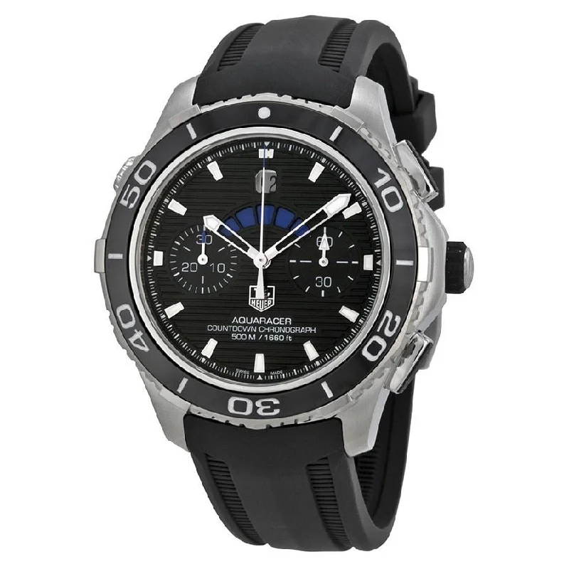 Watches with GMT FunctionTag Heuer Men's CAK211A.FT8019 Aquaracer Chronograph Automatic Black Rubber Watch