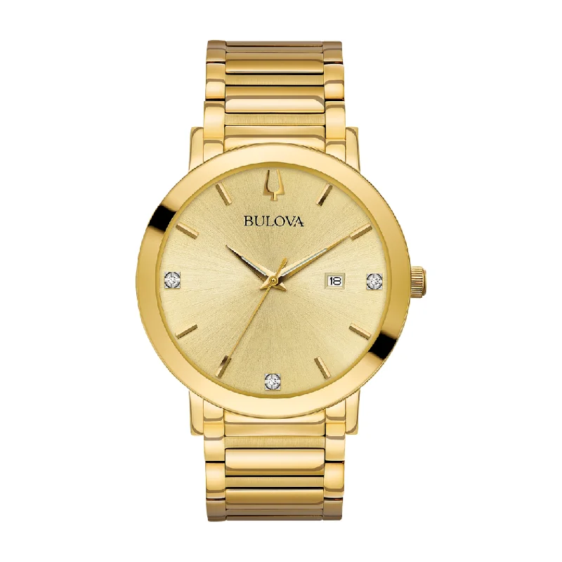 Watches with Multiple Time Zone DisplaysBulova Gold tone Stainless steel Watch with Diamond Dial