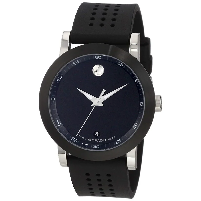 Watches with Temperature SensorMovado Men's 0606507 Museum Black Rubber Watch