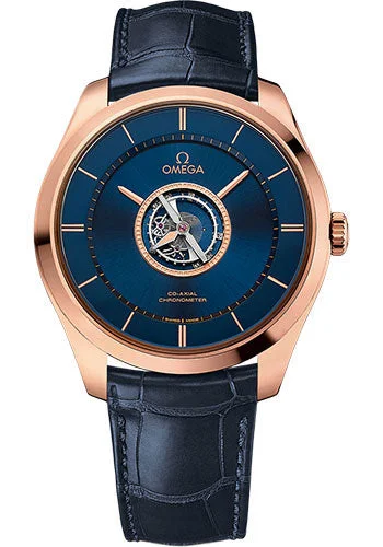 Analog-Digital Hybrid Watches for Dual FunctionalityOmega De Ville Tourbillon Co-Axial Numbered Edition - 44 mm Sedna Gold Case - Blue Dial - Blue Leather Strap - 528.53.44.21.03.001