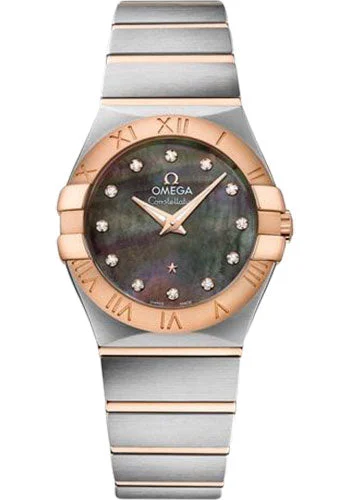 Round Dial Watches with Roman NumeralsOmega Constellation Quartz Tahiti Watch - 27 mm Steel And Red Gold Case - Tahiti Mother-Of-Pearl Diamond Dial - 123.20.27.60.57.006