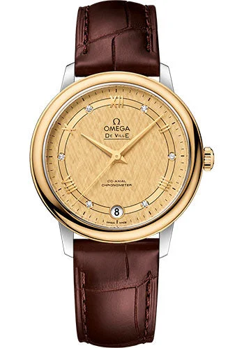 Classic Style Watches for Timeless AppealOmega De Ville Prestige Co-Axial Watch - 32.7 mm Steel And Yellow Gold Case - Champagne Dial - Brown Leather Strap - 424.23.33.20.58.001