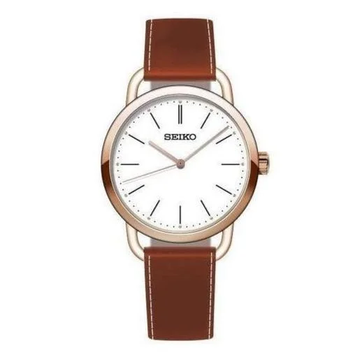 Watches with Heart Rate and Blood Pressure MonitorSeiko Classic Brown White Ladies Watch SUR238P1