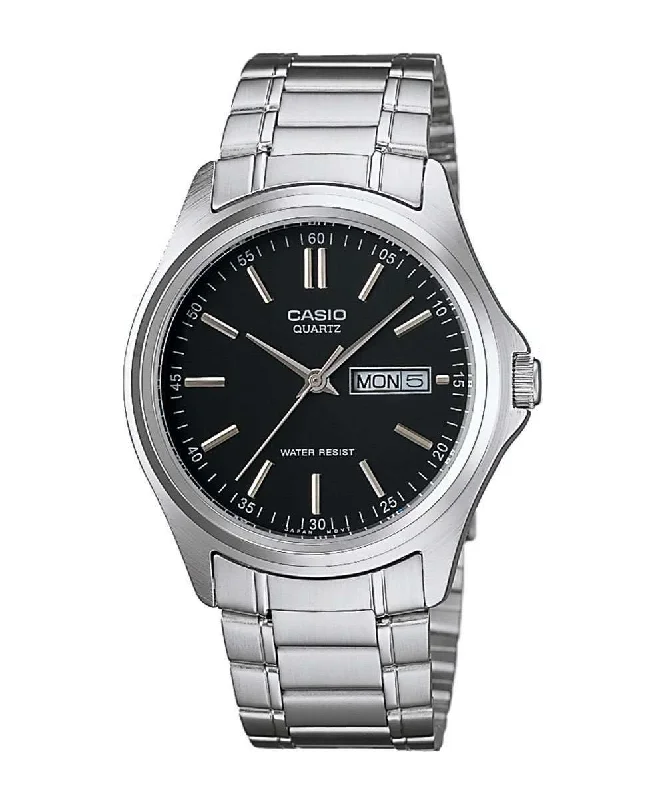 Watches with Matte Finish Cases for a Sophisticated LookCasio MTP-1239D-1ADF Silver Stainless Steel Strap Watch for Men