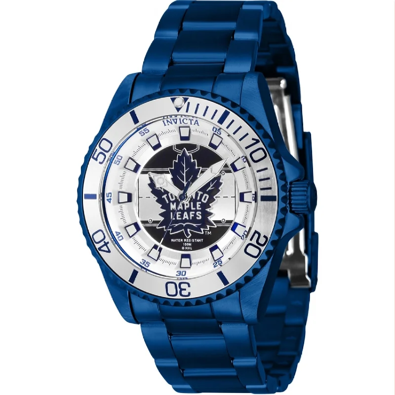 Watches with Gold Plated Cases for a Luxurious LookInvicta NHL Quartz NHL Maple Leafs Silver Dial Women's Watch 42210