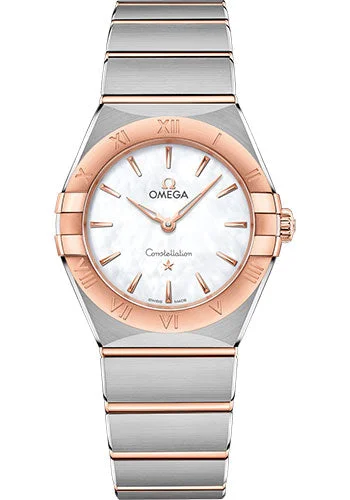 Watches with Engraved Dials for PersonalizationOmega Constellation Manhattan Quartz Watch - 28 mm Steel And Sedna Gold Case - Mother-Of-Pearl Dial - 131.20.28.60.05.001