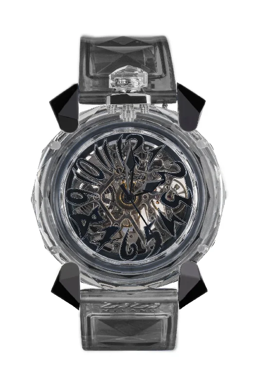 Skeleton Dial Mechanical Watches for Mechanics FansMilano Watch Crystal 46mm Skeleton Black