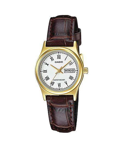 Luxury Brand Automatic Watches for MenCasio LTP-V006GL-7B Brown Leather Strap Watch for Women