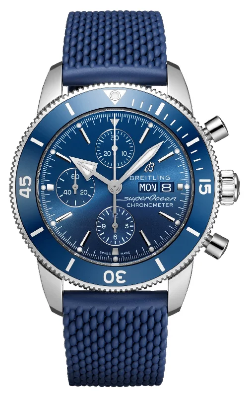 Dressy Watches for Evening EventsBreitling Superocean Heritage Automatic Chronograph Stainless Steel Blue Dial Rubber Strap Divers Mens Watch A13313161C1S1