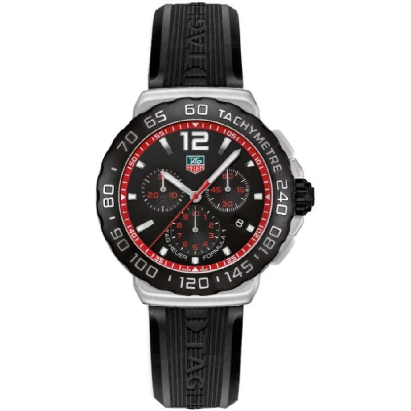 Stainless Steel Bracelet Watches for DurabilityTag Heuer Men's CAU1116.FT6024 Formula 1 Chronograph Black Rubber Watch