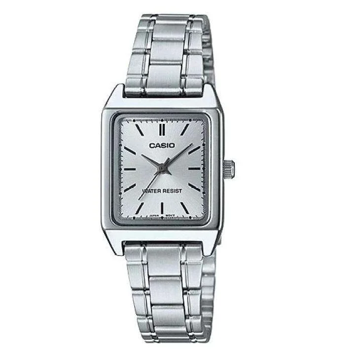 Designer Brand Watches with Unique Dial PatternsCasio LTP-V007D-7E Silver Stainless Watch for Women