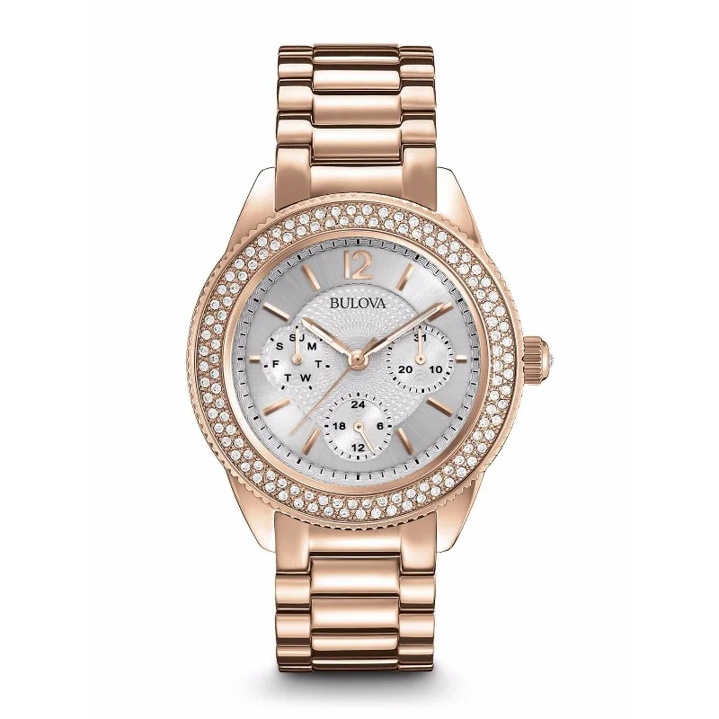 Leather Cuff Watches for a Bohemian LookBulova Women's 97N101 Crystal Collection Rose Gold-Tone Stainless Steel Watch