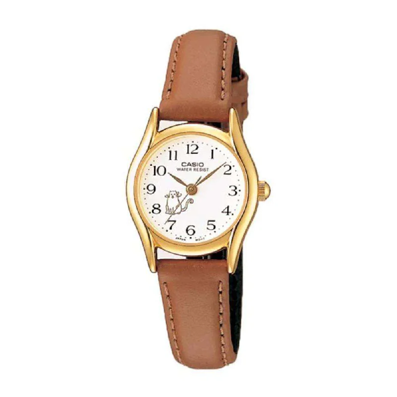 Watches with Sword-Style Hands for a Distinctive LookCasio LTP-1094Q-7B8RDF Brown Leather Strap Watch for Women