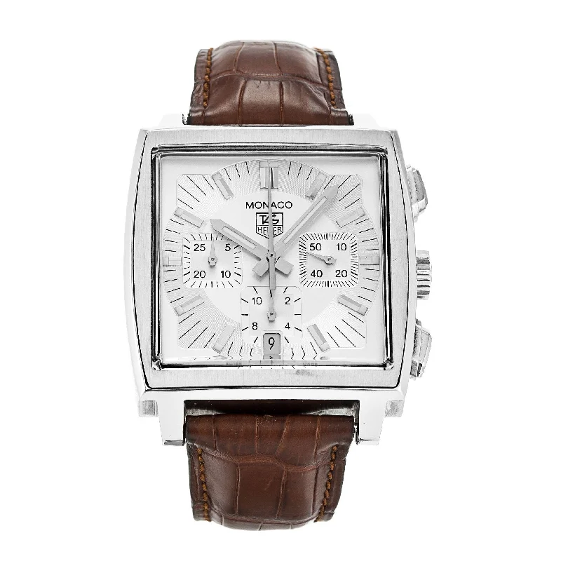 Digital Watches with Timer FunctionTag Heuer Men's CW2112.FC6178 Monaco Chronograph Brown Leather Watch