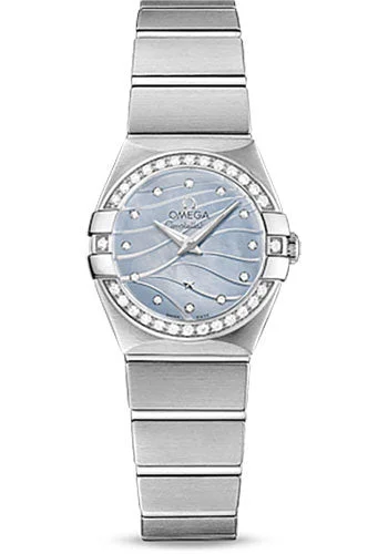 Diamond-Encrusted Luxury Watches for Special OccasionsOmega Constellation Quartz Watch - 24 mm Steel Case - Diamond-Set Steel Bezel - Blue Mother-Of-Pearl Diamond Dial - 123.15.24.60.57.001