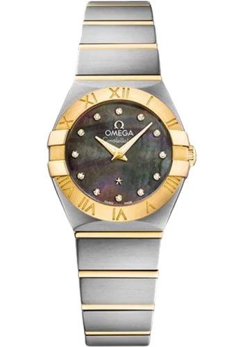 Watches with Glossy Finish Cases for a Shiny AppealOmega Constellation Quartz Tahiti Watch - 24 mm Steel And Yellow Gold Case - Tahiti Mother-Of-Pearl Diamond Dial - 123.20.24.60.57.006