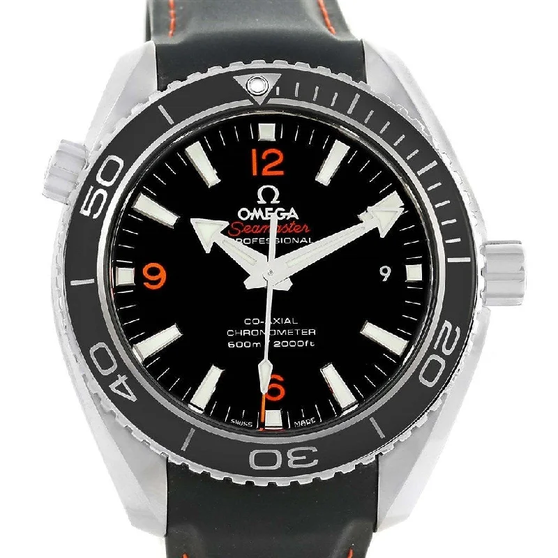 Watches with Silicone Straps for a Soft FeelOmega Men's 232.32.42.21.01.005 Seamaster Planet Ocean Black Rubber Watch