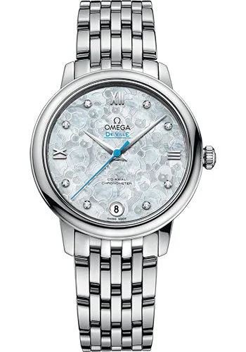 Watches with Heart Rate and Blood Pressure MonitorOmega De Ville Prestige Co-Axial Orbis Watch - 32.7 mm Steel Case - Mother-Of-Pearl Dial - 424.10.33.20.55.004