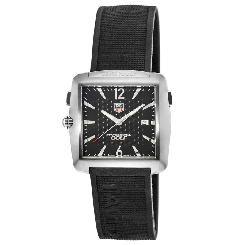 Men’s Dress Watches with Slim ProfilesTag Heuer Men's WAE1116.FT6004 Golf Black Silicon Watch