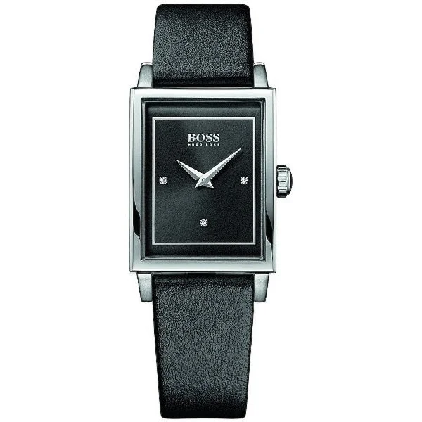 Leather Cuff Watches for a Bohemian LookHugo Boss  Quartz Crystal Black Dial Women's Watch 1502348