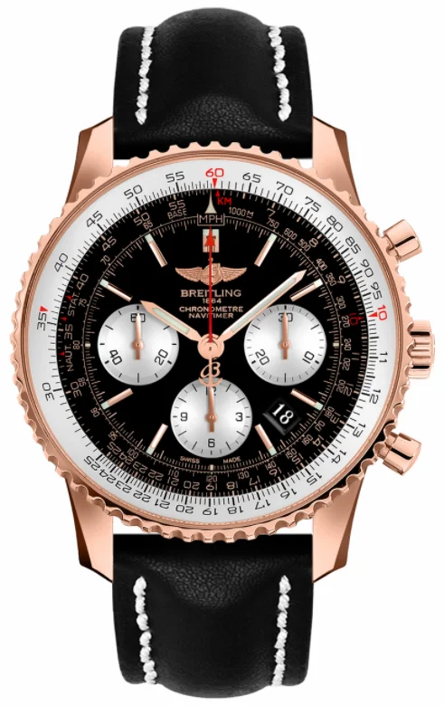 Watches with Baton-Style Hands for a Classic LookBreitling Navitimer 01 18kt Red Gold Black Dial