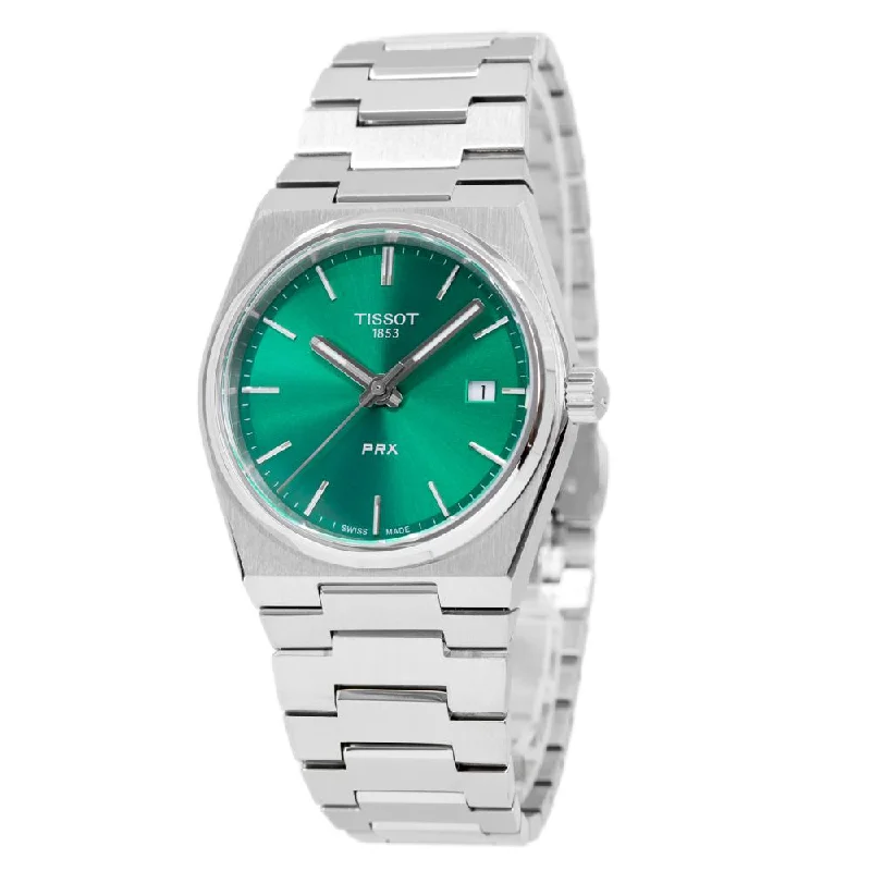 Stainless Steel Dress Watches for BusinessmenTissot Ladies T137.210.11.081.00 PRX Green Dial 35mm Quartz