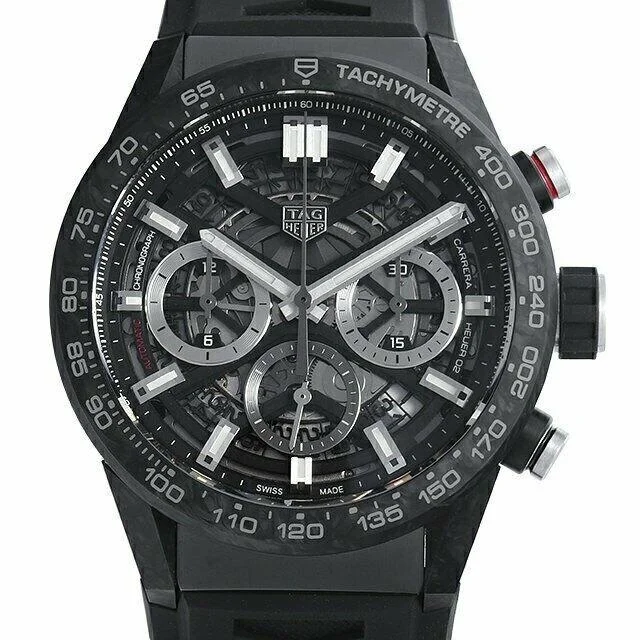 Alloy Cased Watches for Affordable QualityTag Heuer Men's CBG2016.FT6143 Carrera Chronograph Black Rubber Watch