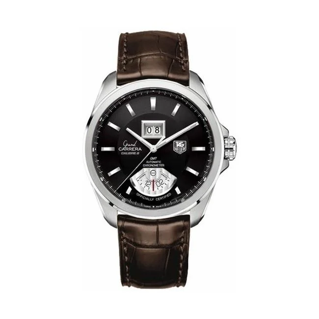 Mechanical Watches with Hand-Winding MechanismTag Heuer Men's WAV5111.FC6231 Grand Carrera Chronograph Brown Leather Watch