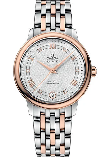 Women’s Watches with Swarovski CrystalsOmega De Ville Prestige Co-Axial Watch - 32.7 mm Steel And Red Gold Case - White Silvery Dial - 424.20.33.20.52.002